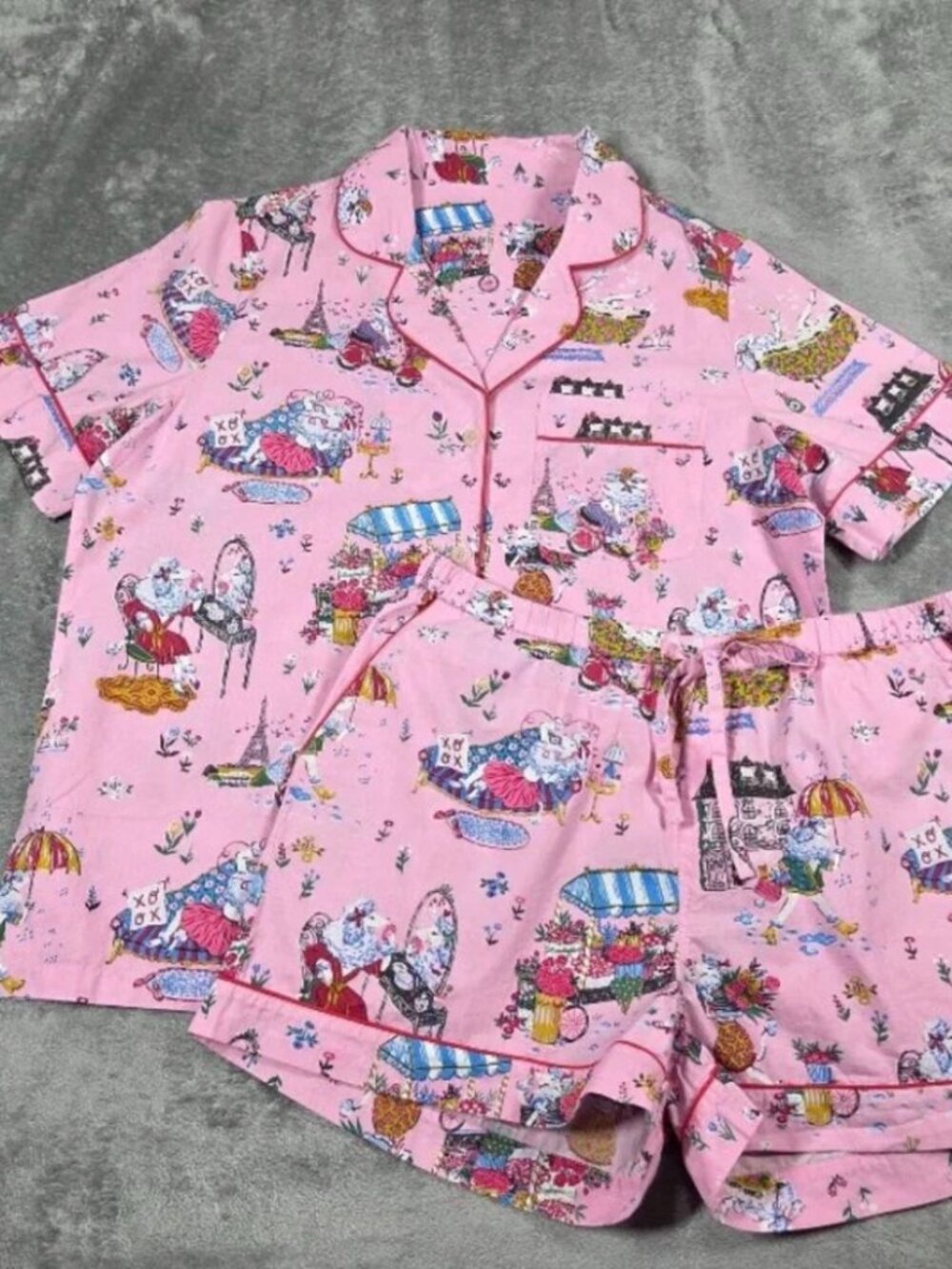 Printfresh Pajamas Pink Parisian Poodles Set - Size Small